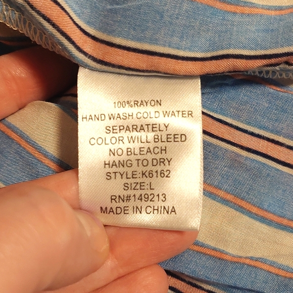 π£ Kori America Blue & Pink Striped Drawstring Waist Button-Down Top NWT Size L - Picture 12 of 12